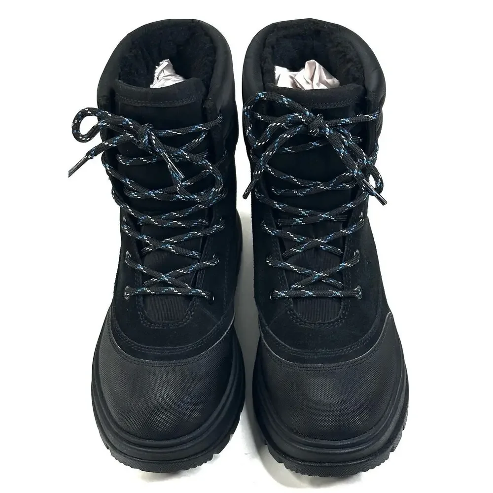 Koolaburra by UGG Deza Lace-Up Utility Boots Womens Size 6 Black Suede New $120